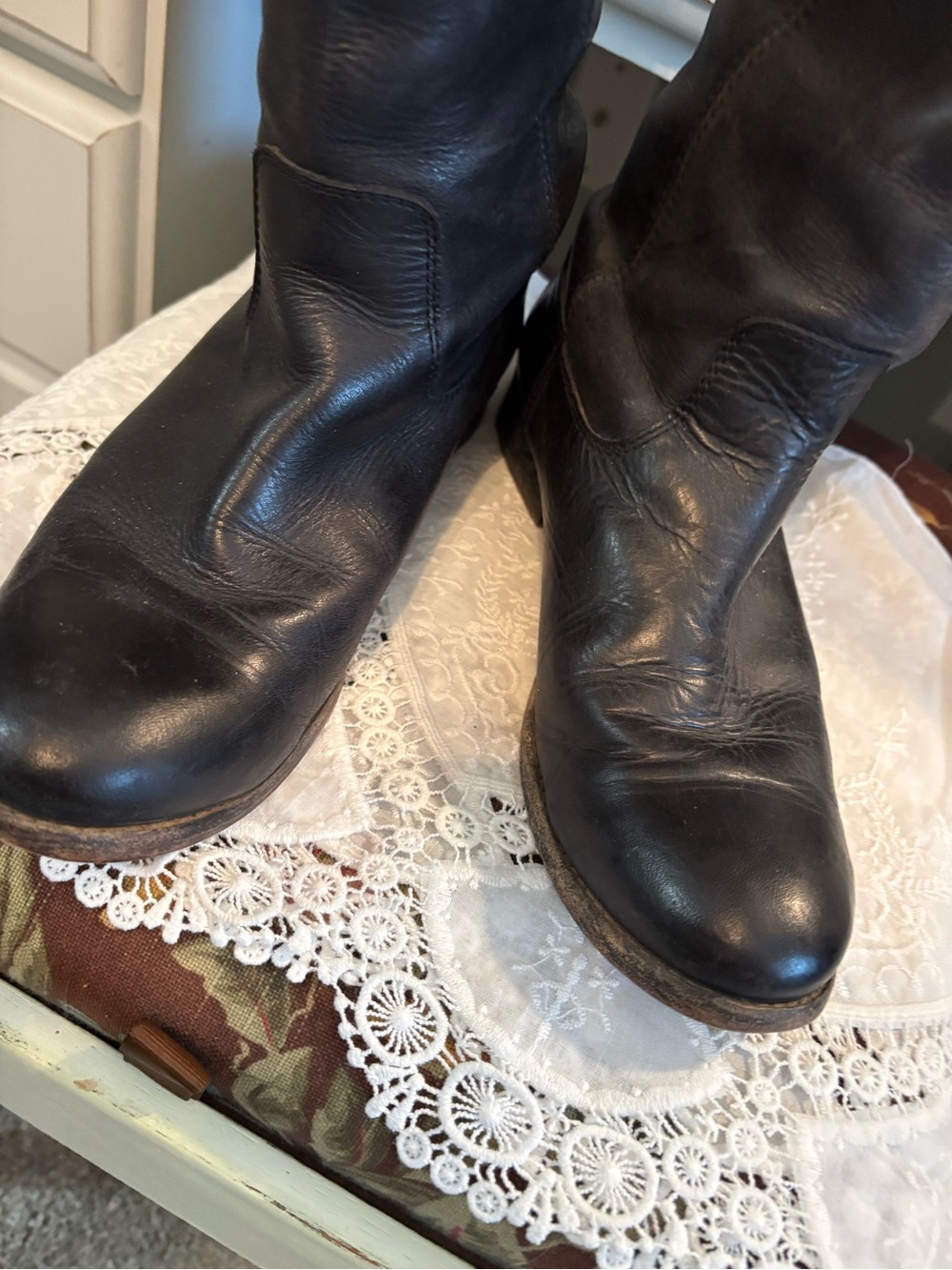 Frye Melissa tall boots Black Leather Sz 8 - Picture 2 of 7
